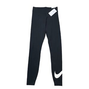 NWT NIKE Tight Fit High Rise Full Length Logo Leggings Black Size Small